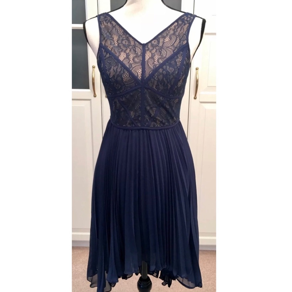 Navy lace midi dress